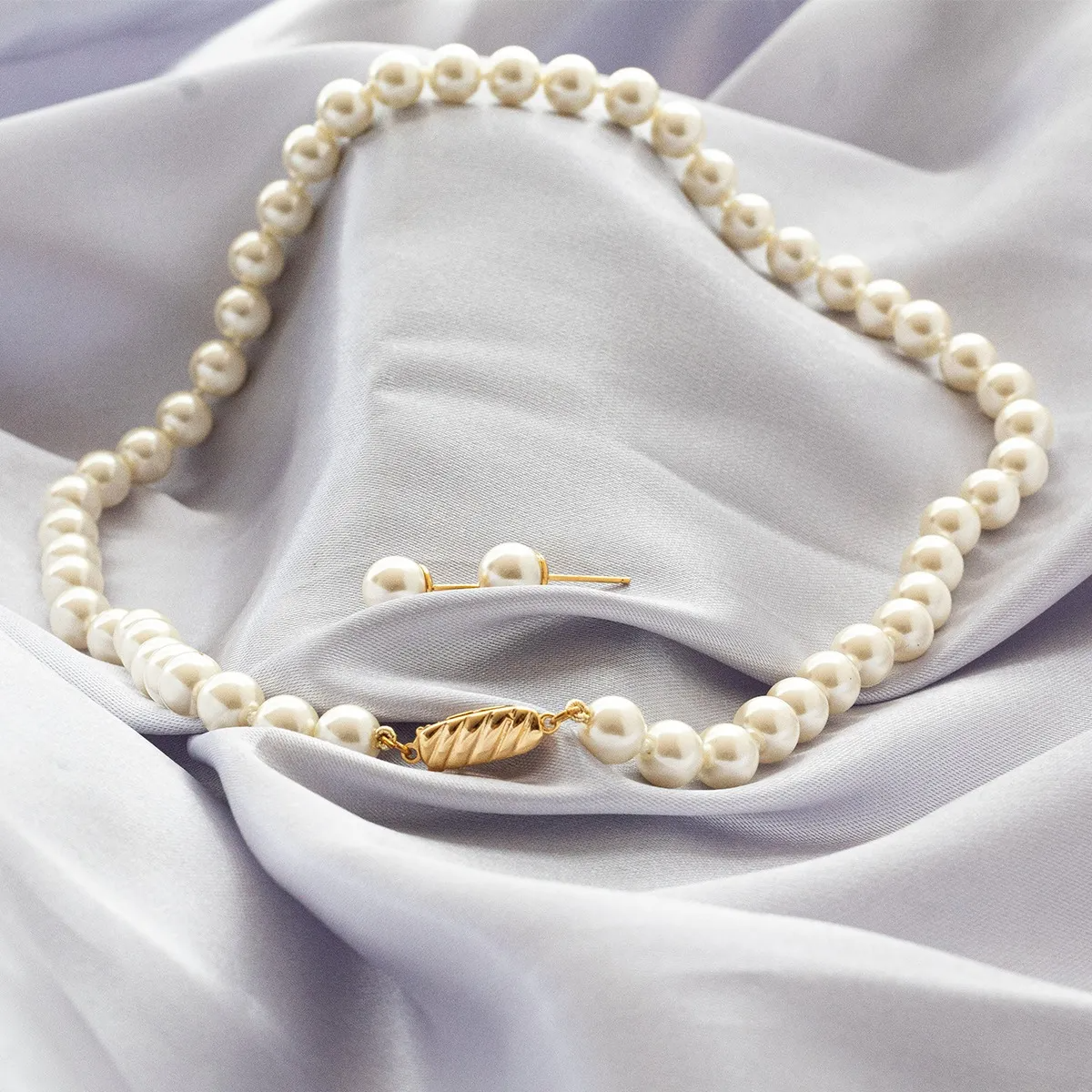 Set Collar y Aretes | De Mallorca | Ibory Clásico | 46cm Perla 8MM