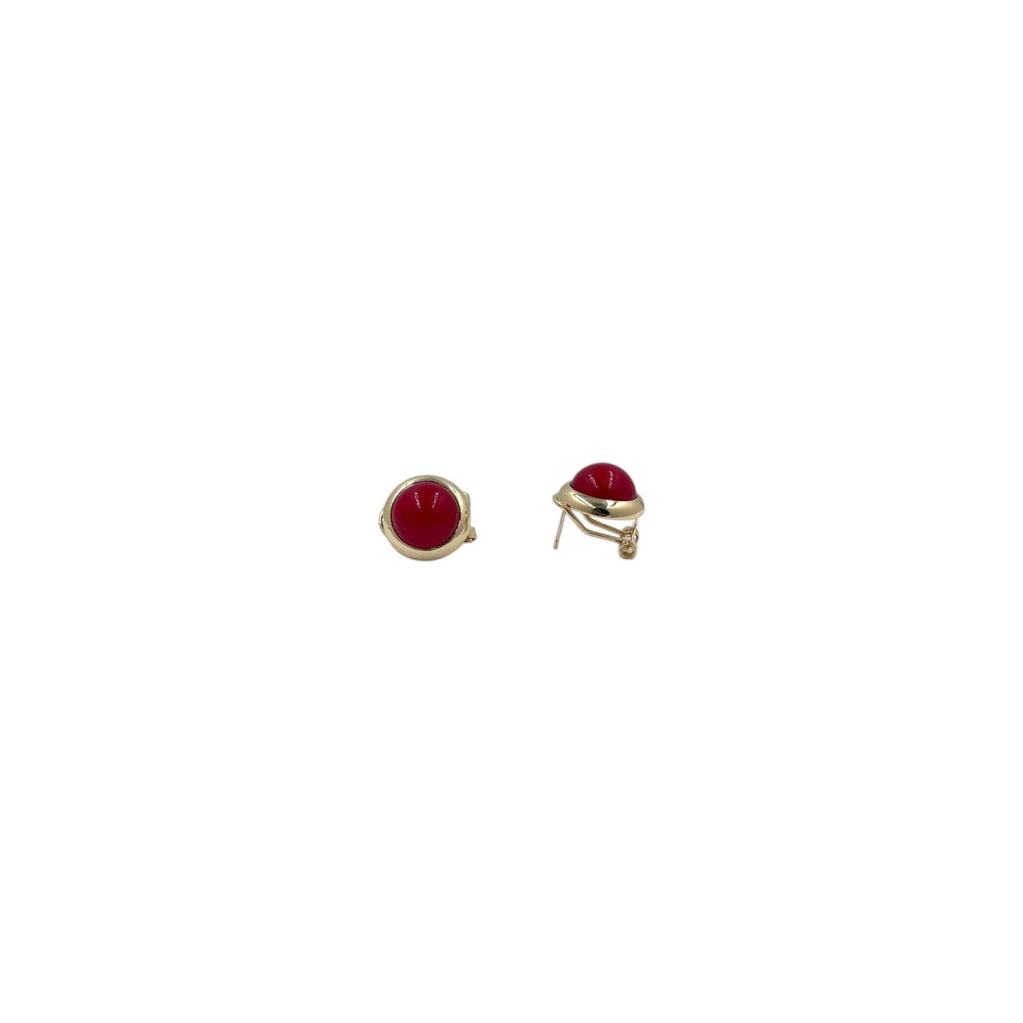 Aretes Perla Mallorca Bijoux | En Chapa de Oro | Ovalados Rojos 15MM