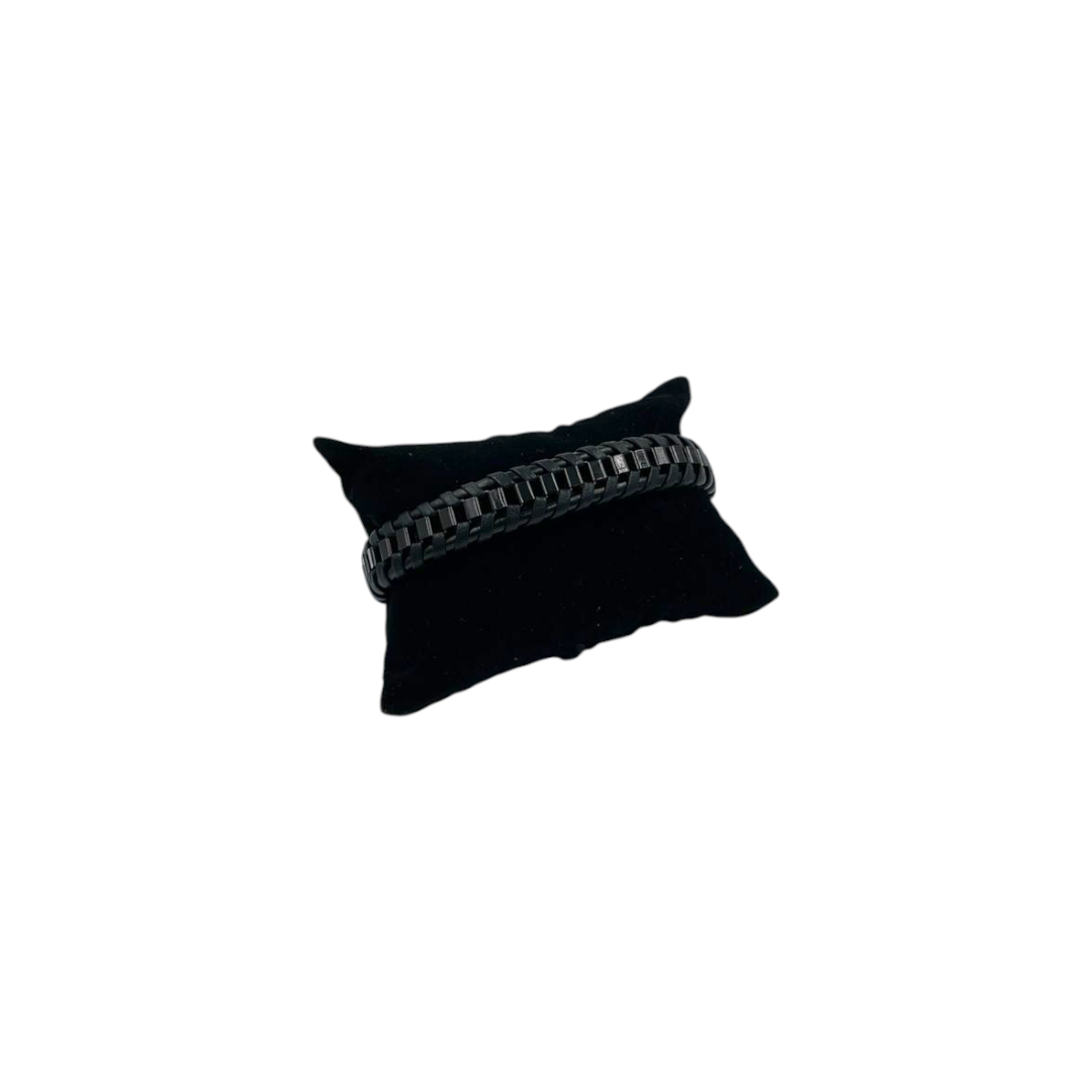 Pulsera Caballero Negra | Cuero Trenzado | Diseño Geométrico