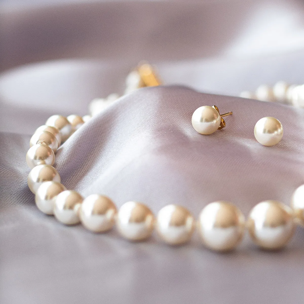 Set Collar y Aretes | Con Perla De Mallorca | Princesa Ivory 46cm