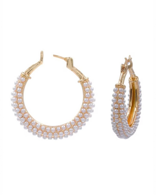 Arracadas de Perlas Mallorca | Acabado Brillante Ibory | Chapa de Oro