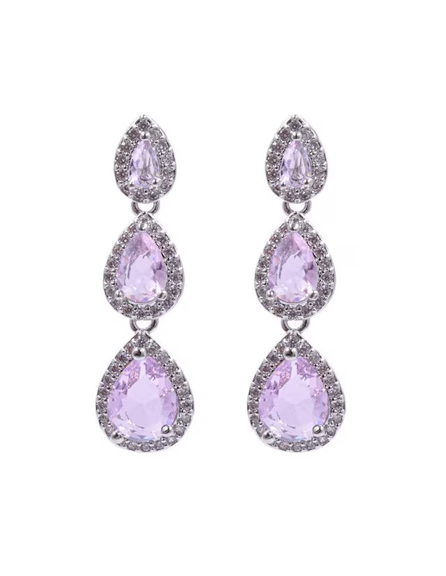 Aretes de Gota | Cortos de Zirconia | Rosas Claro