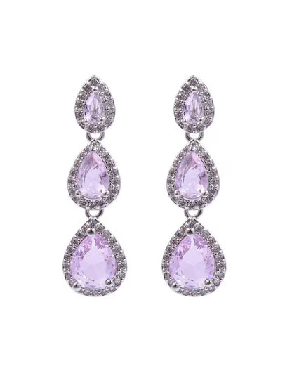 Aretes de Gota | Cortos de Zirconia | Rosas Claro