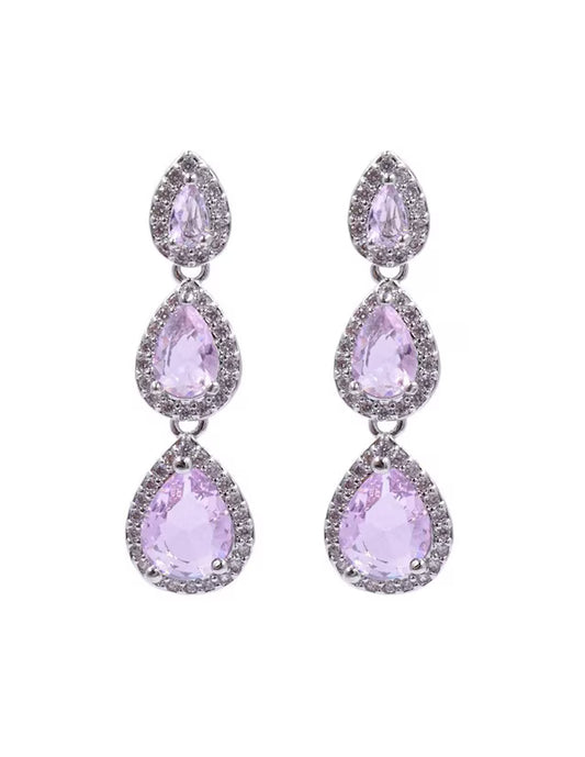 Aretes de Gota | Cortos de Zirconia | Rosas Claro