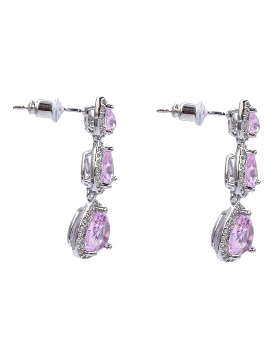 Aretes de Gota | Cortos de Zirconia | Rosas Claro