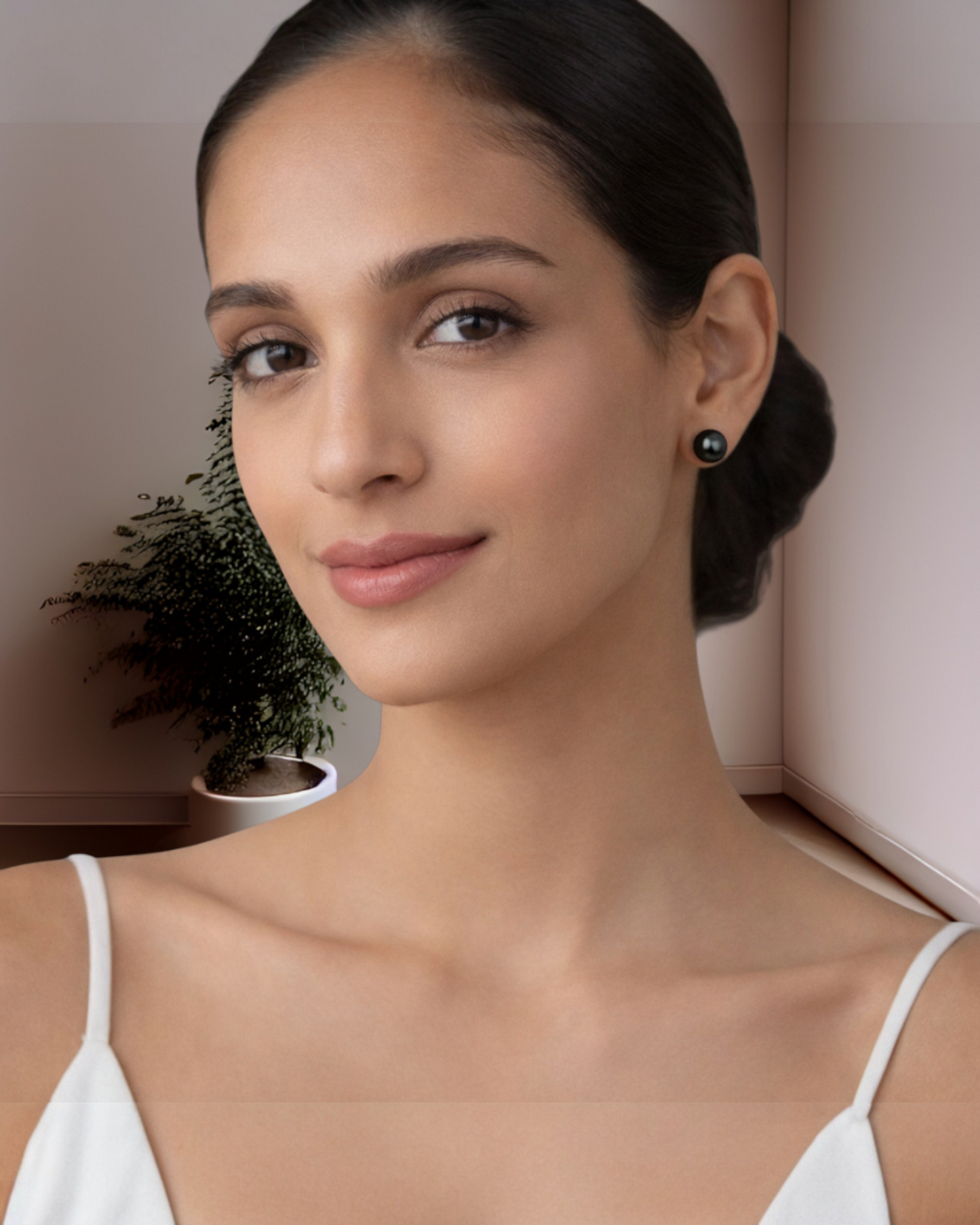 Aretes de Perla Mallorca | Tipo Broquel Negro 8mm