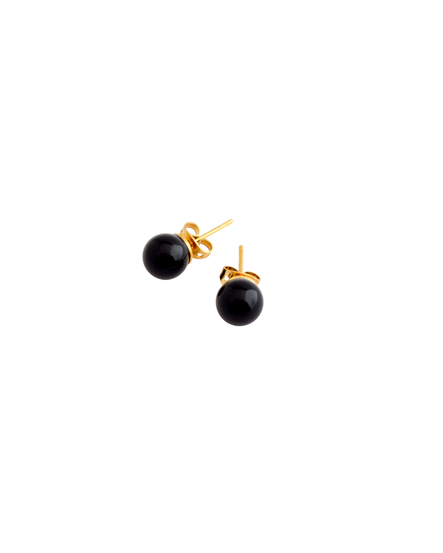 Aretes de Perla Mallorca | Tipo Broquel Negro 8mm