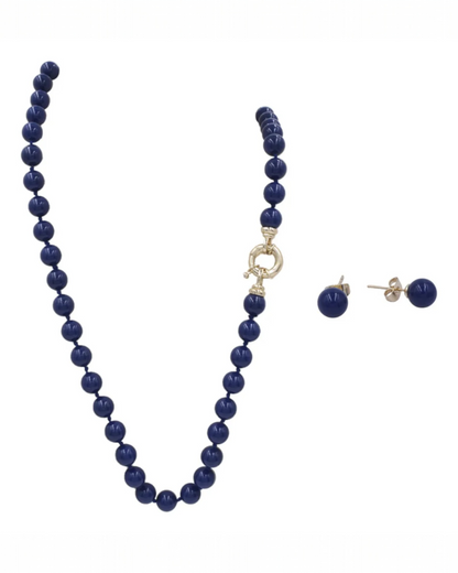Juego Collar y Aretes | De Perlas Mallorca | Azul Rey 8MM