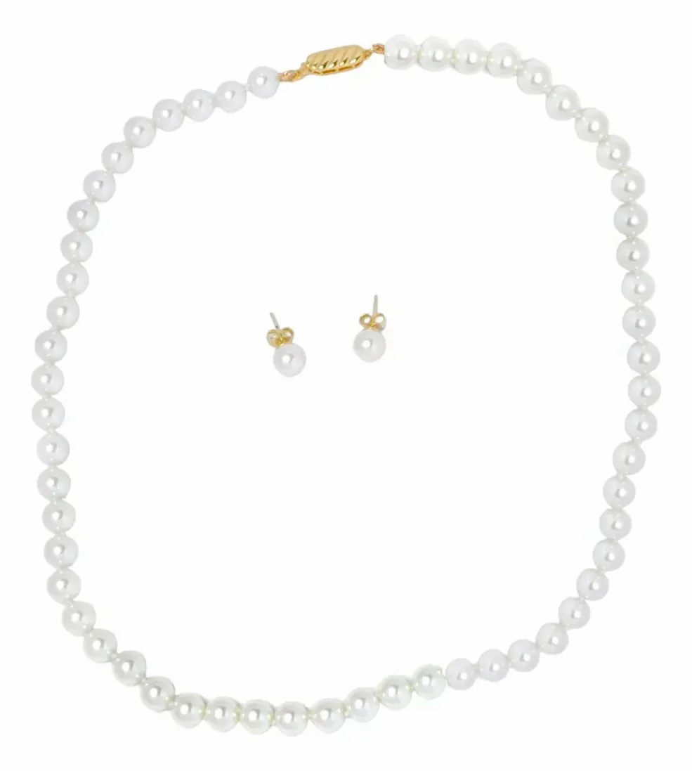 Set Collar y Aretes | De Mallorca | Ibory Clásico | 46cm Perla 8MM