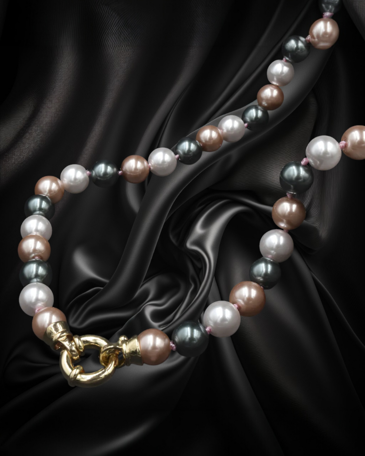 Juego Collar y Aretes | De Perlas Mallorca | Salmón Bicolor 8MM