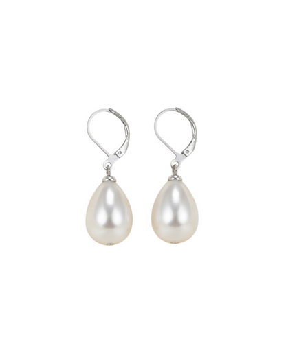 Aretes Perla Mallorca | Arette Rodio Tipo Gota | Ivory 15 mm