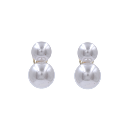 Aretes Duo De Perla Mallorca | Baño De Chapa De Oro | Ivory Estilo Boquel