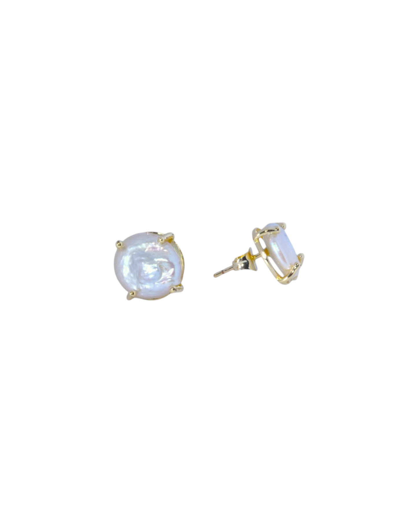 Aretes Perla Mallorca | En Chapa de Oro | Barroca Tipo Boton 12mm