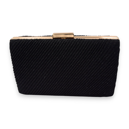 Bolso de Fiesta Arette | Clutch Elegante Negro | Cadena Dorada