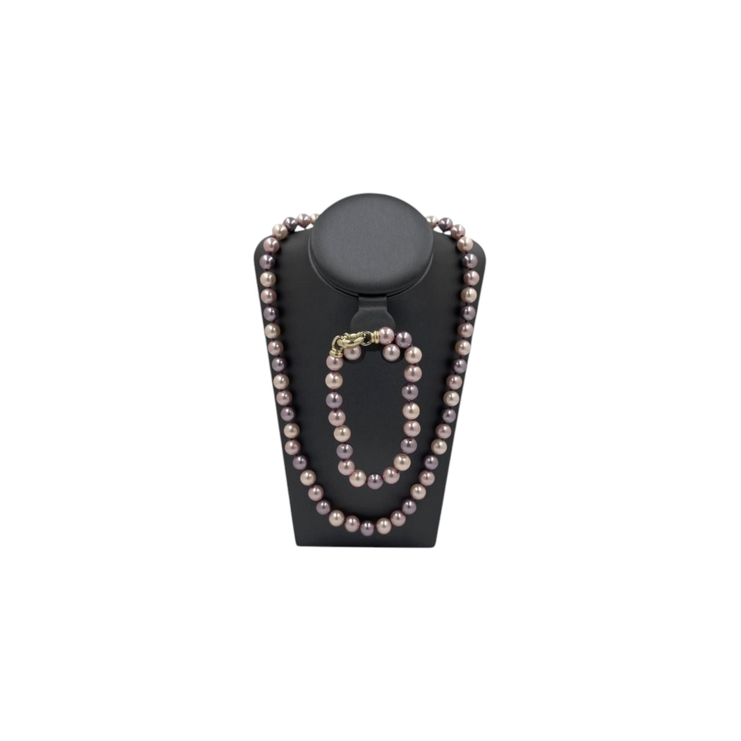 Juego Collar Aretes y Pulsera | Clásicas Perlas Mallorca  | Bicolor Rosa Lila 8MM