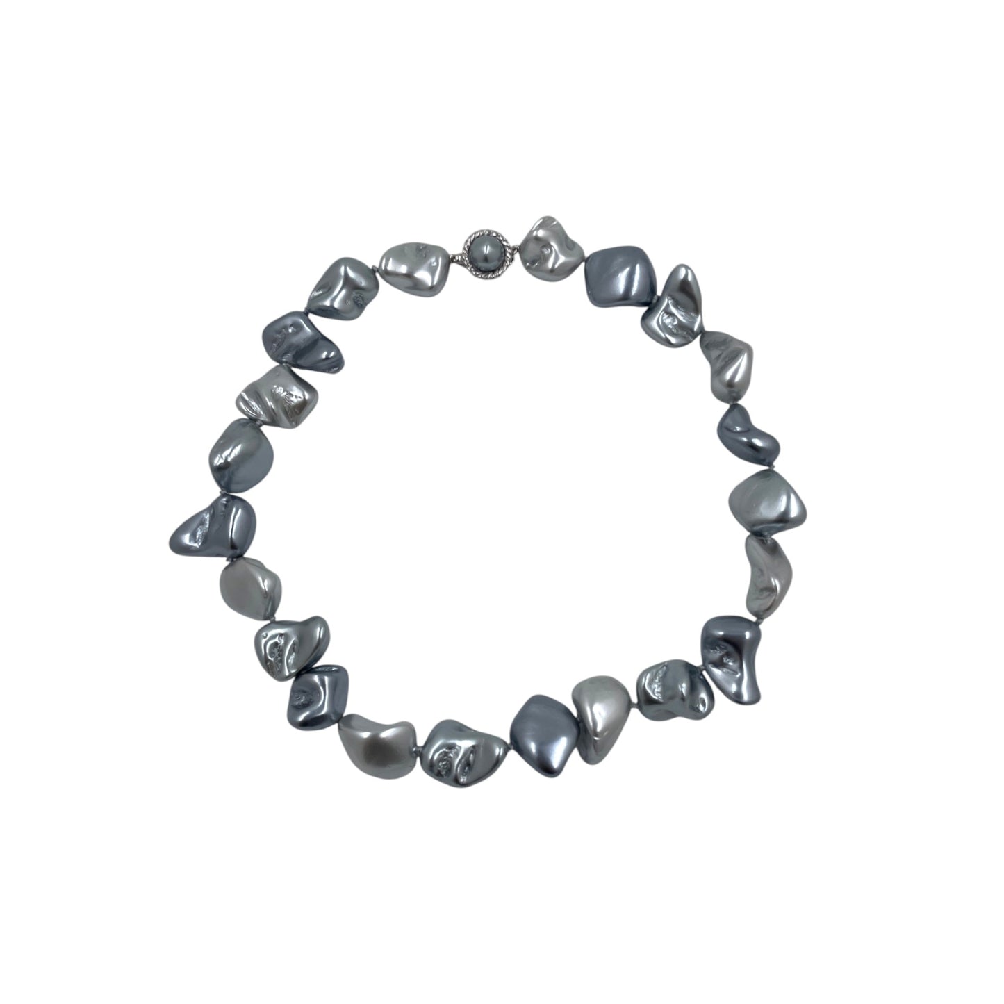 Juego de Collar Aretes y Pulsera | Perlas Barroco Mallorca Bijoux | Azul Petroleo 15MM