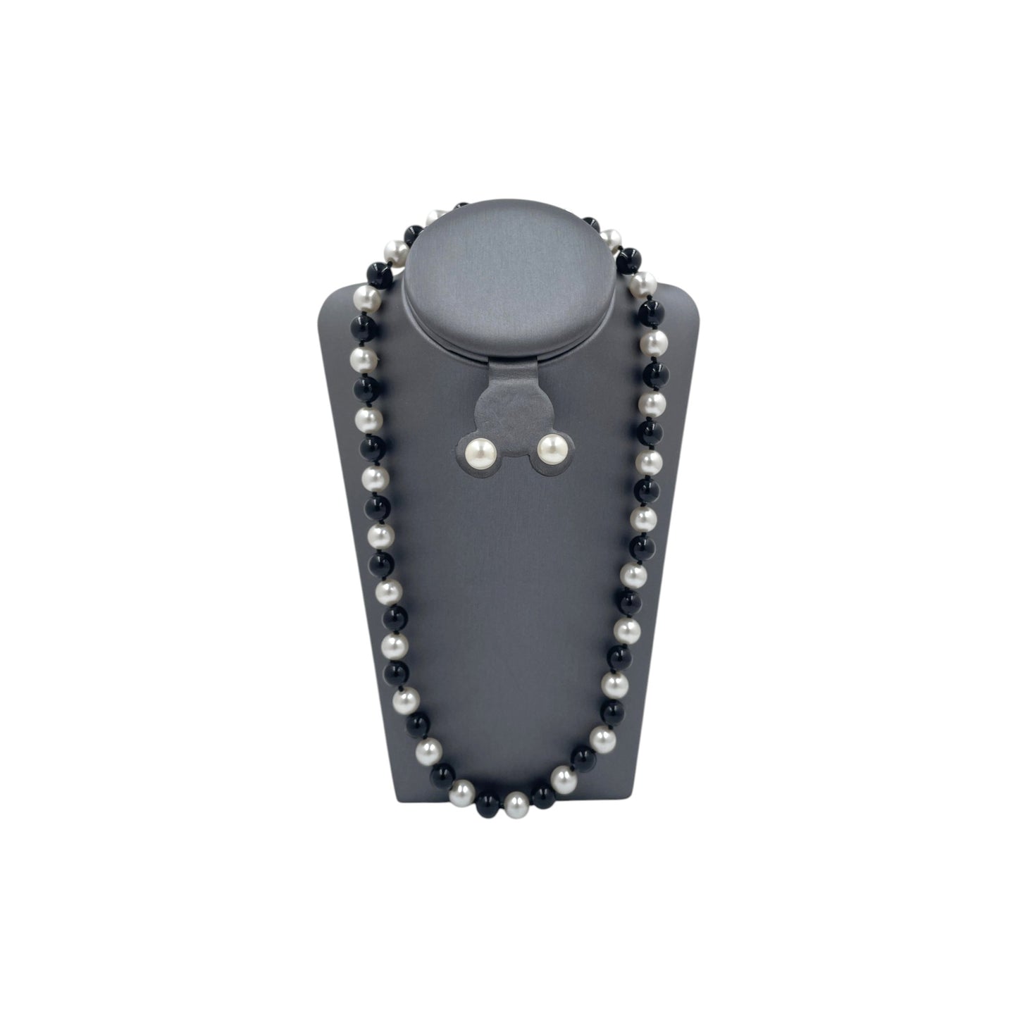 Set Collar y Aretes | Perlas Mallorca Bijoux | Bicolor Negro e Ivory 8MM