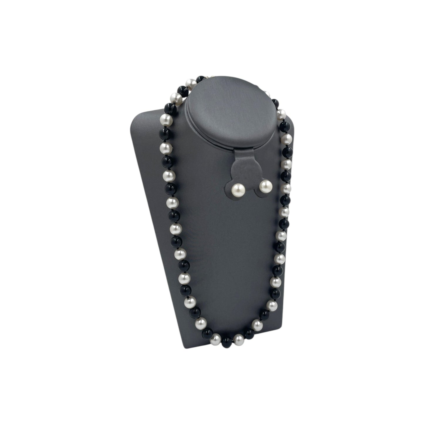 Set Collar y Aretes | Perlas Mallorca Bijoux | Bicolor Negro e Ivory 8MM