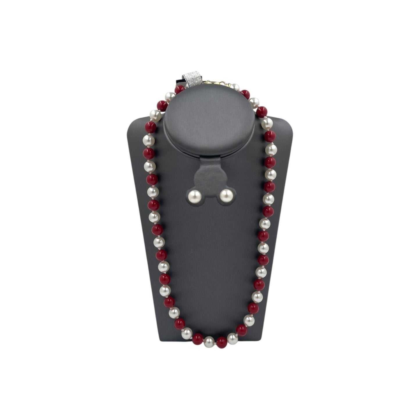 Set Collar y Aretes | Perlas Mallorca Bijoux | Bicolor Rojo e Ivory 8MM