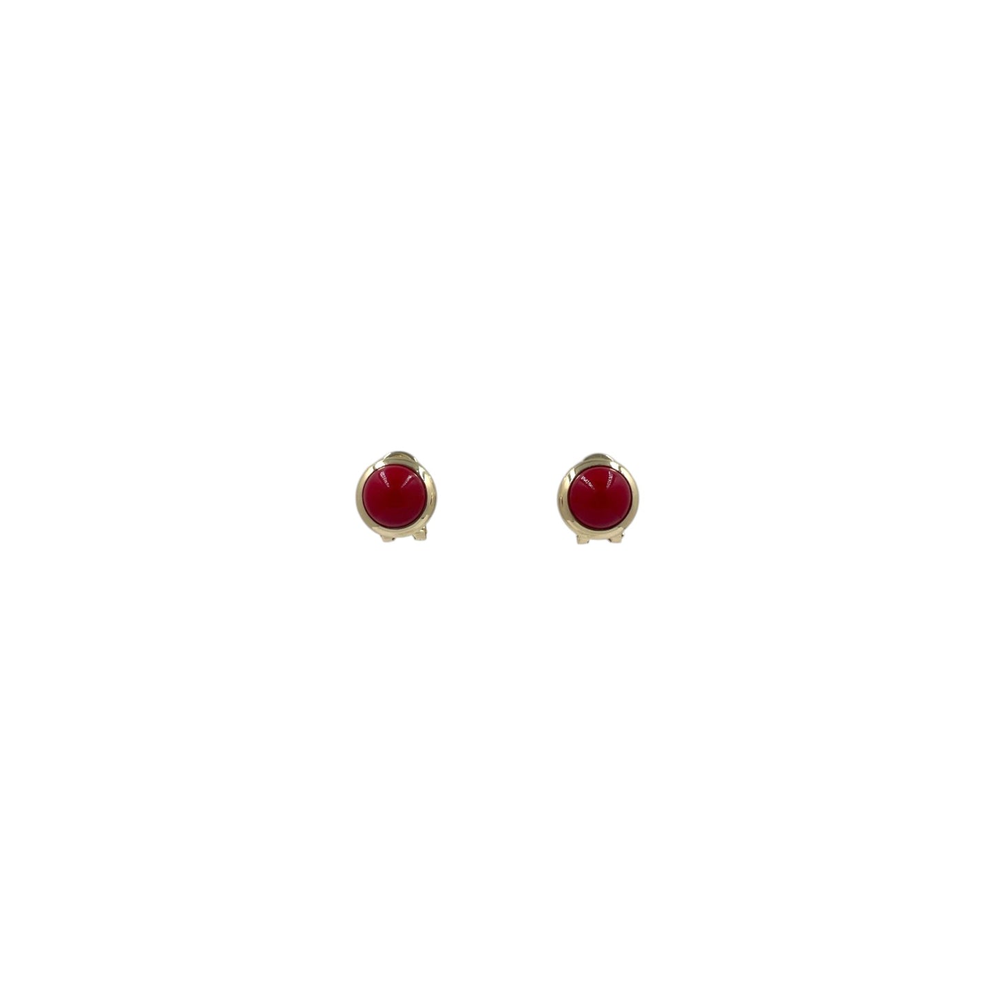 Aretes Perla Mallorca Bijoux | En Chapa de Oro | Ovalados Rojos 15MM