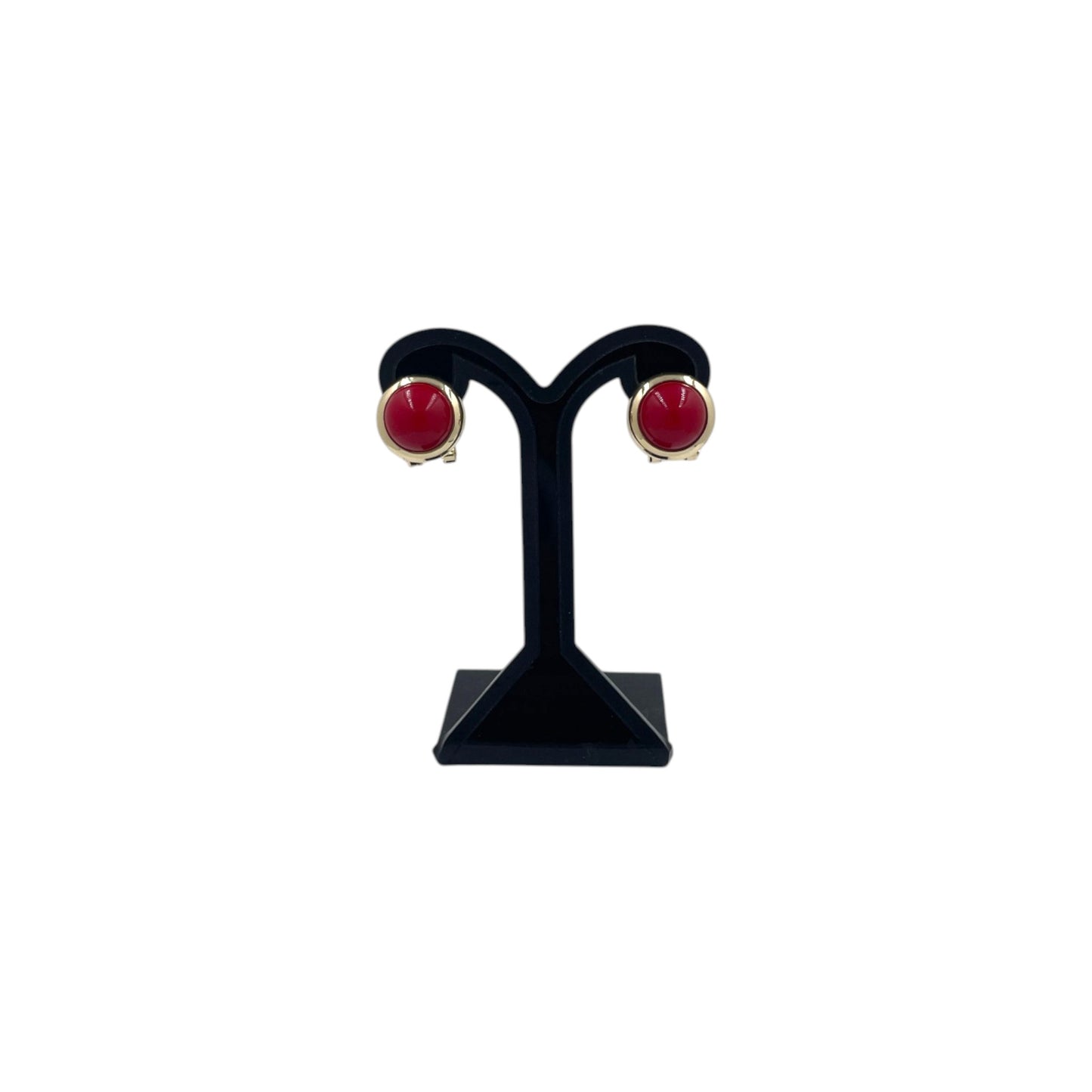Aretes Perla Mallorca Bijoux | En Chapa de Oro | Ovalados Rojos 15MM