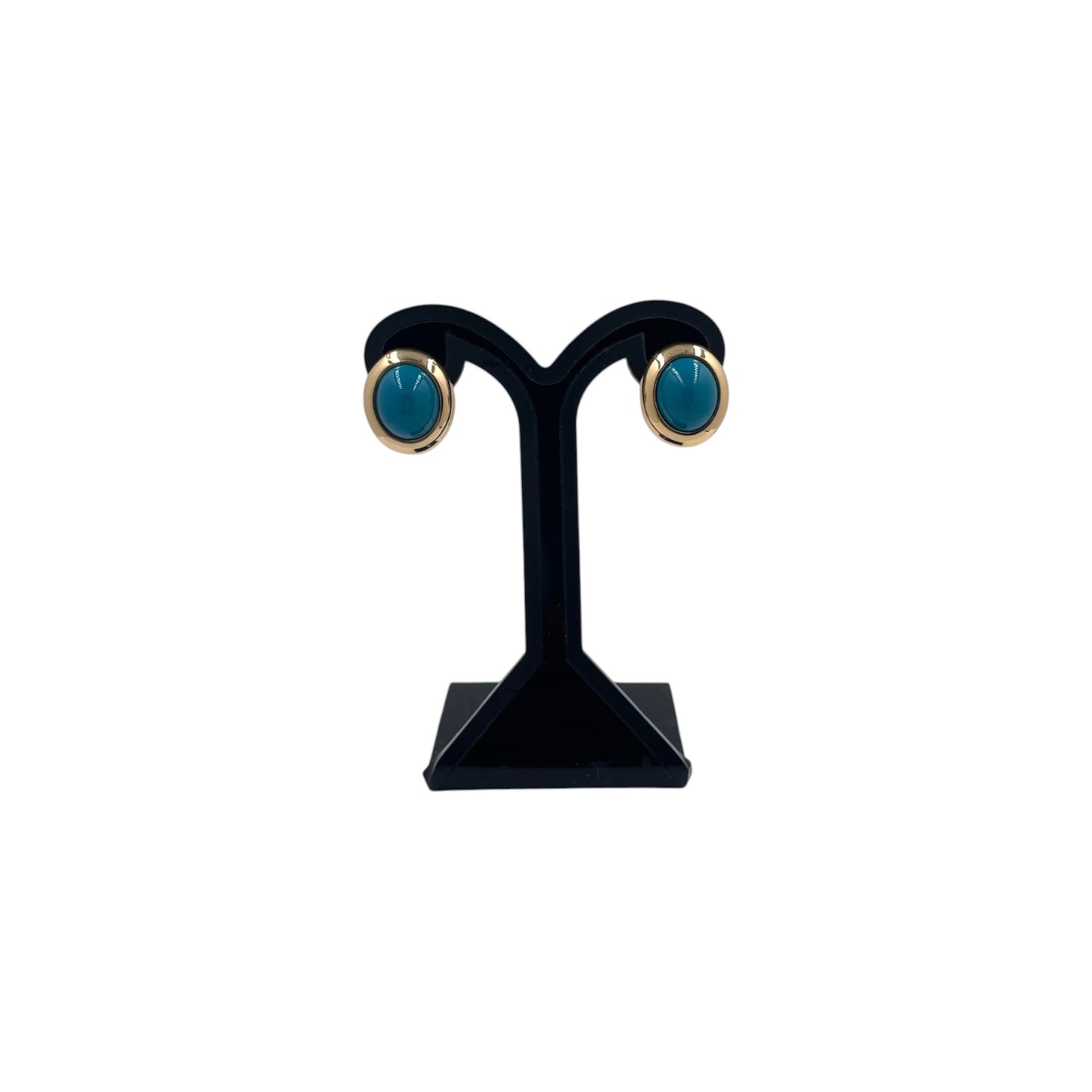 Aretes Perla Mallorca Bijoux | En Chapa de Oro | Ovalados Turquesa 15MM