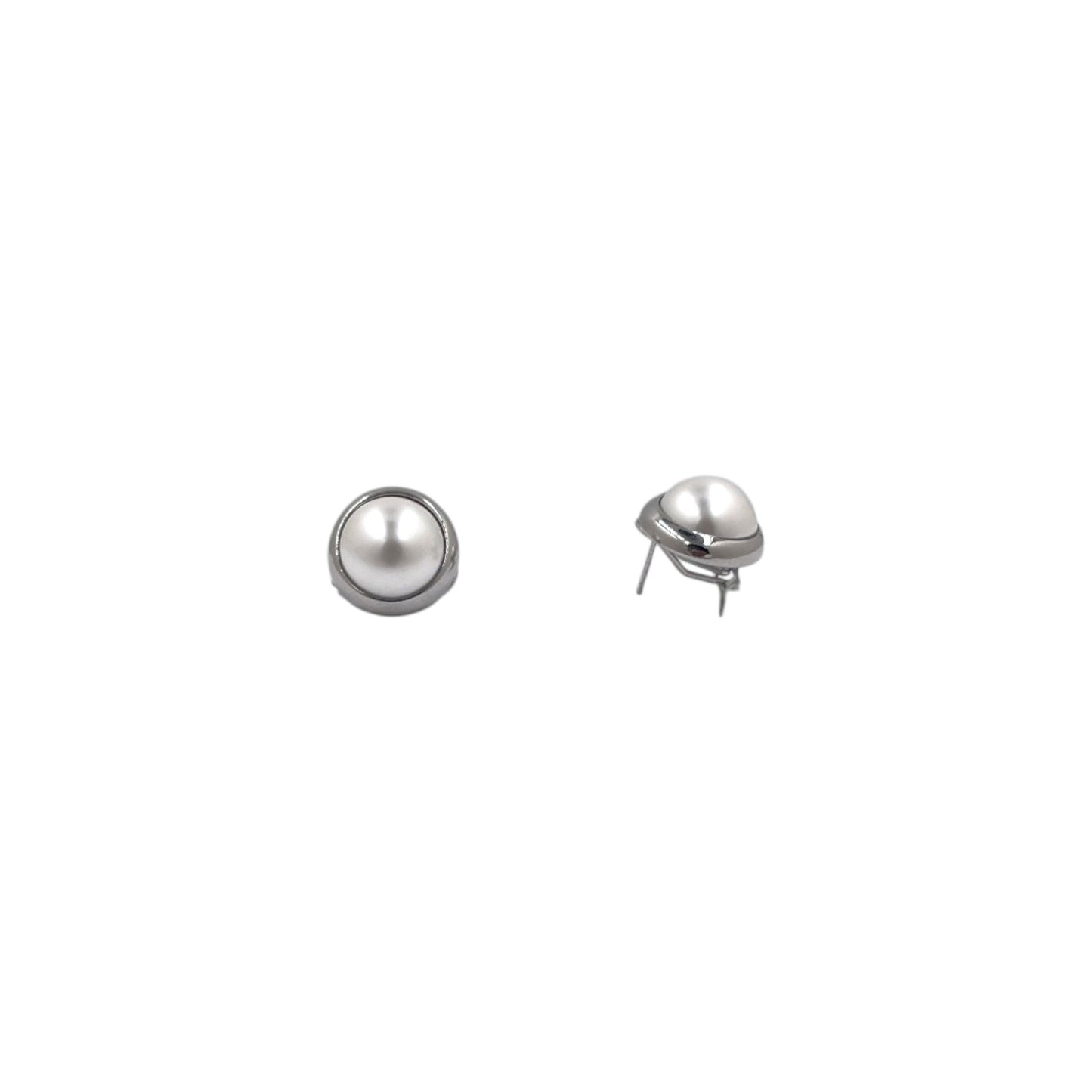 Aretes Perla Mallorca Bijoux | Estilo Broquel Grises 15 MM