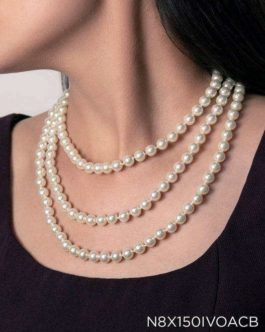 Collar Triple | de Perlas Mallorca | Blanco Clásico