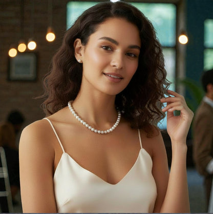 Set Collar y Aretes | De Mallorca | Ibory Clásico | 46cm Perla 8MM