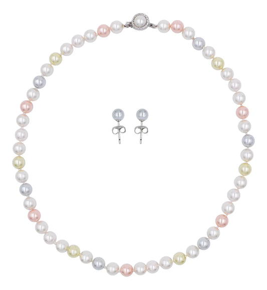 Set Collar y Aretes | De Perlas Mallorca | Bicolor Pasteles 2 Pz 45 Cm