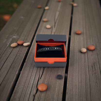 Pulsera Caballero Negra | Cuero Trenzado | Diseño Geométrico