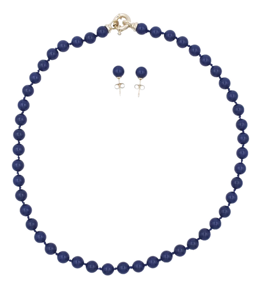 Juego Collar y Aretes | De Perlas Mallorca | Azul Rey 8MM