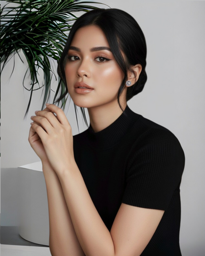 Aretes de Perla Mallorca | Clásicos Tipo Broquel | Gris con Chapa 8mm