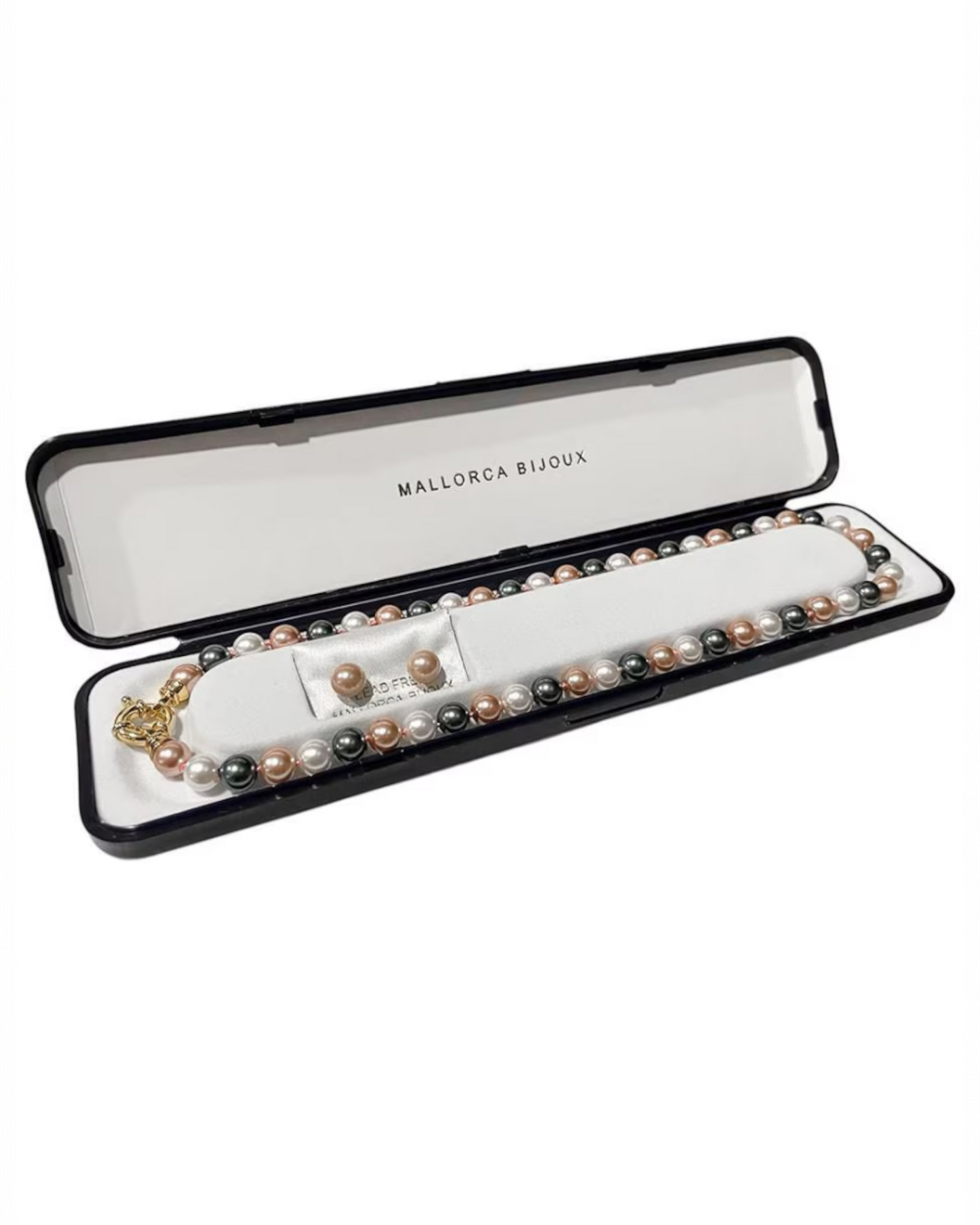 Juego Collar y Aretes | De Perlas Mallorca | Salmón Bicolor 8MM