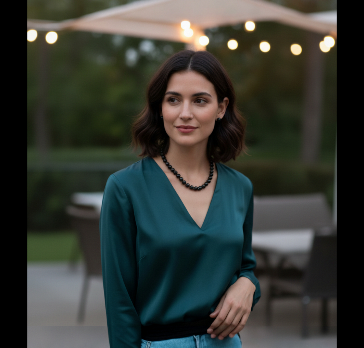 Set Collar y Aretes | Con Perla De Mallorca | Negro 46cm Perla 8MM