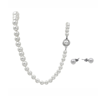 Set Collar y Aretes | Con Perla De Mallorca | Princesa Ivory 46cm