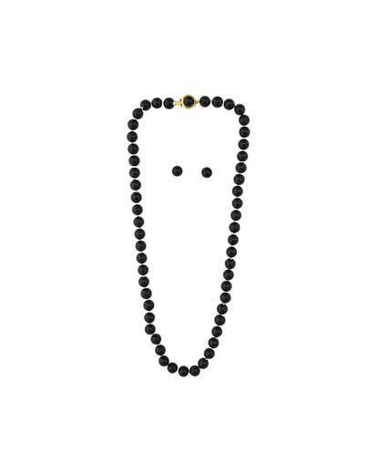 Set Collar y Aretes | Con Perla De Mallorca | Negro 46cm Perla 8MM