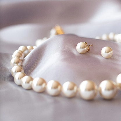 Set Collar y Aretes | Con Perla De Mallorca | Princesa Ivory 46cm
