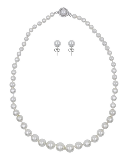 Set Collar y Aretes | Con Perla De Mallorca | Princesa Ivory 46cm