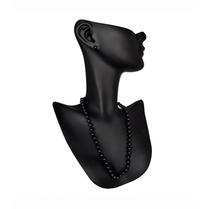 Set Collar y Aretes | Con Perla De Mallorca | Negro 46cm Perla 8MM
